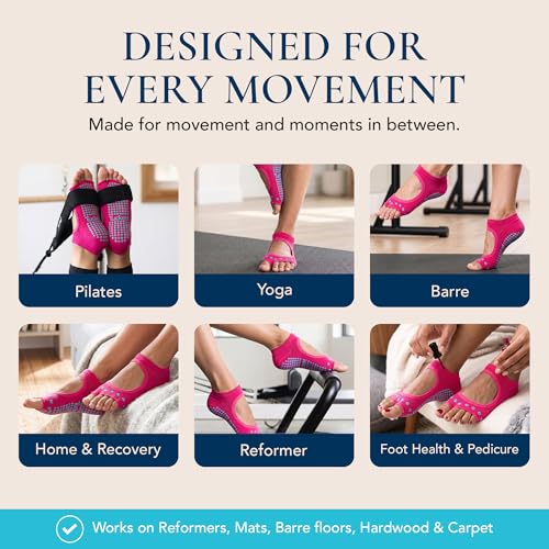 Image of Tucketts Allegro Toeless Pilates Socks with Grips for Women, Non-Slip Open-Toe Grip Socks, Yoga, Barre, Dance, Reformer, Home