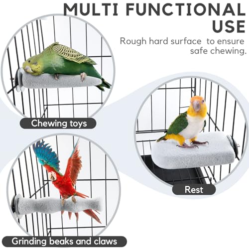 Image of 3PCS Bird Beak Grinding Stone, Natural Pumice Bird Parrot Cage Perch Stand Platform Foot Claws Trimmer Toys for Budgies, Parakeets, Cockatiels, Conures