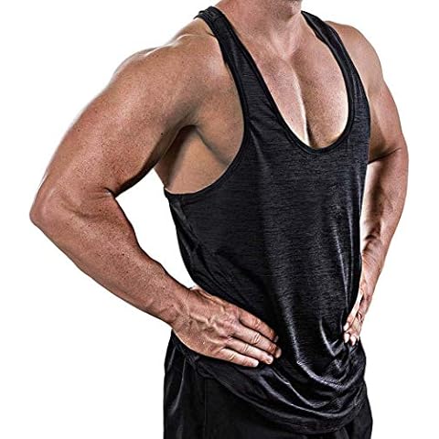 XARAZA Men's Muscle Tank Tops Bodybuiding Stringer Athletic Workout Gym Fitness Vest T-Shirts (US-L, Black) Cover
