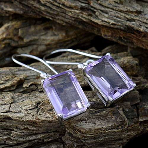 Boucle d'oreille améthyste violette et argent sterling 925 haut de gamme - 3
