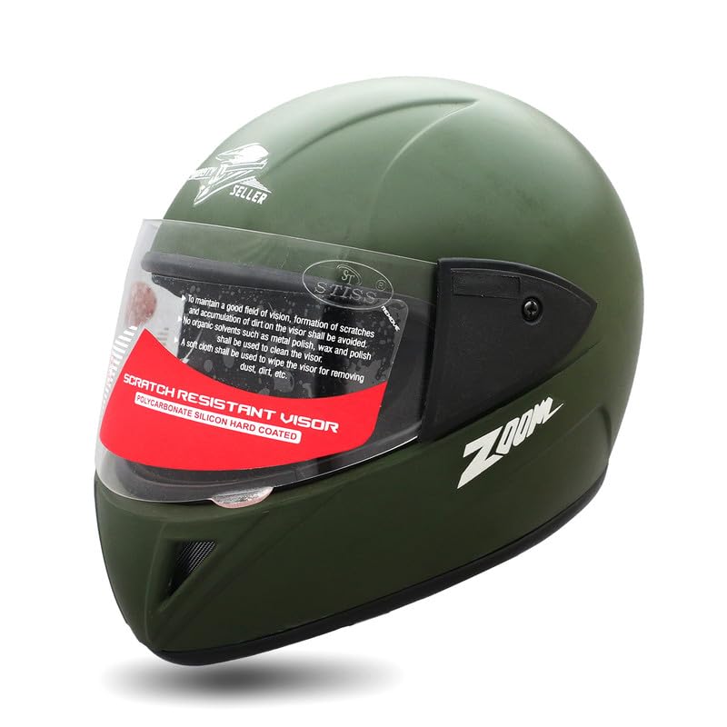 Strong and Durable Stylish Green Helmet Matt Finish Full Face Scooter & Bike Helmet | Scratch Resistance and Silicone Glass Protection Green-image-32