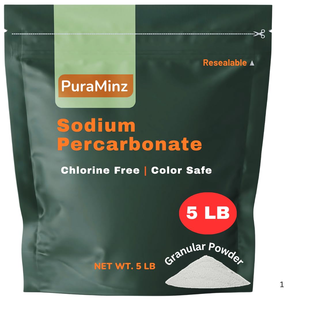Sodium Percarbonate - 5 Pound - Premium Oxygen Bleach Powder - Solid Hydrogen Peroxide - Multipurpose Cleaner - Color Safe Laundry Stain Removal,