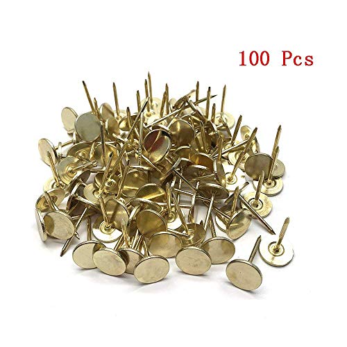 Sydien 100 Pcs 11mm/0.43 Inch Dia Flat Head Upholstery Tack Furniture Decor Nail Pushpin Thumb Tack Gold Tone - Thumbnail 3