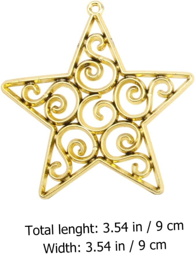50pcs Hollowed Five Point Star Hanging Pendants for Xmas, Silver Plastic