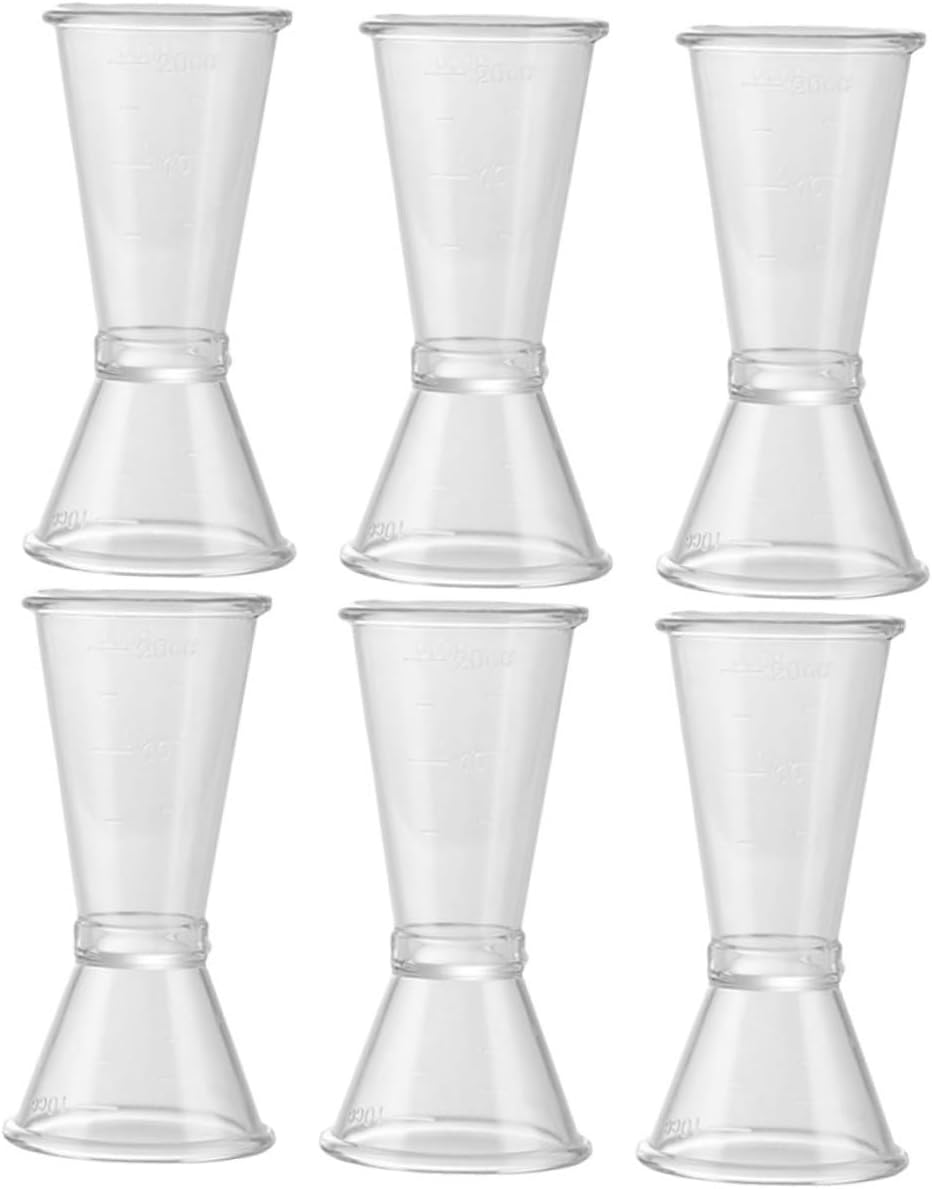 ULTECHNOVO Plastic Double-Sided Jigger Measuring Cup 3.46 Inch Bar Cocktail Measure with Ounce and Milliliter Marks for Precise Liquor Mixing