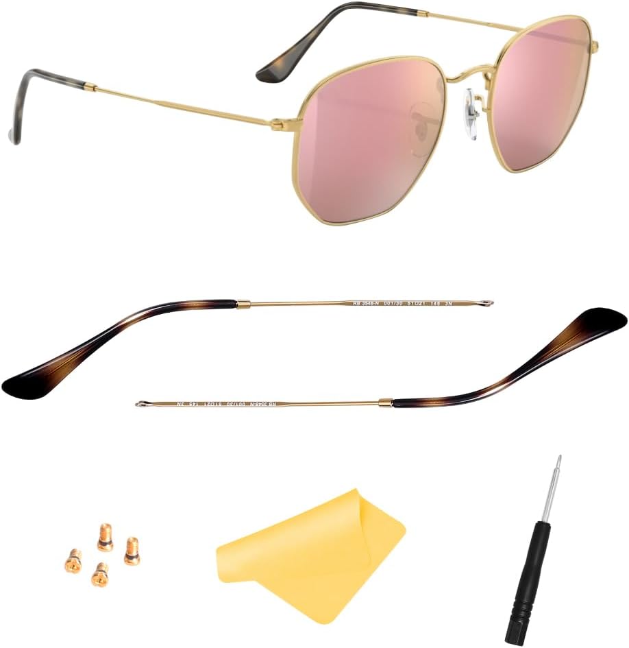 Replacement Temple Arm,Temple Tips for RB3447 RB3547N RB3548N RB3647N Sunglasses,with 4 Screws,1 Screwdriver.