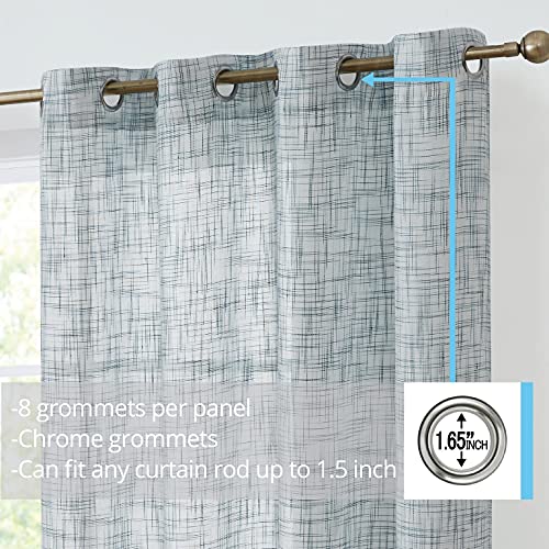 Hlc.me Jerome Faux Linen Textured Semi Sheer Privacy Light Filtering Transparent Window Grommet Floor Length Curtains Drapery Panels For Bedroom & Living Room, 2 Panels (54 W X 84 L, Teal Blue) #TOP1