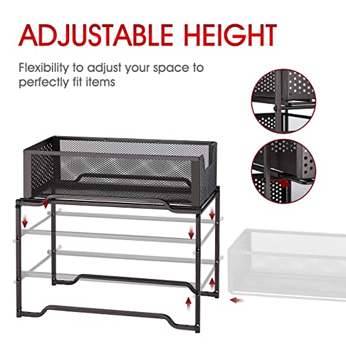 Simple Trending 2 Pack Stackable 2-Tier Under Sink Cabinet Organizer With Sliding Storage Drawer, Bronze #TOP4