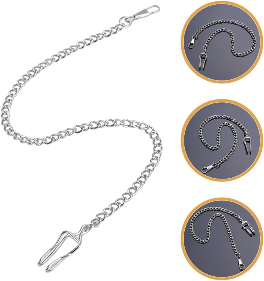 Pocket Watch Chains Stylish and Elegant Design Watch Chains for Men, Adjustable Length 2pcs Alloy Metal with Wear-Resistant Silver Finish for Handbag Replacement or Clothing