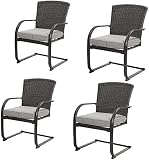 Grand patio 4 Pieces Outdoor Patio Metal Dining Chairs, C-Spring Motion Resin Wicker Dining Chairs S