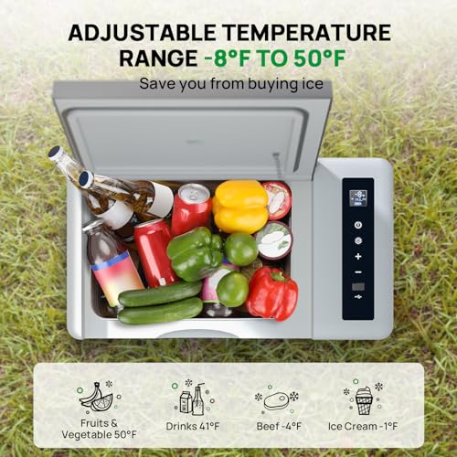 F40C4TMP 12 Volt Refrigerator, 23 Quart(22L) Portable Freezer, 12V Car Fridge(-8℉~50℉), Compressor Cooler for Camping, Road Trip, Travel, Van, Truck, RV, Boat, Outdoor, Home, 12/24V DC & 100~240V AC