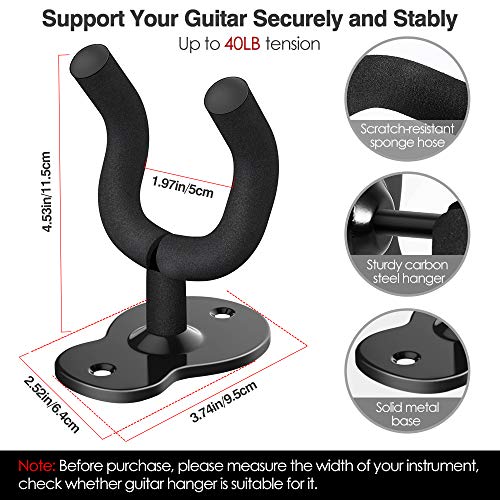 Moko Guitar Wall Mount Hanger 3-Pack, Guitar Hanger Wall Hook Holder Stand For Bass Electric Acoustic Guitar Ukulele Guitar Wall Hanger Bracket Guitar Hanger For Studio Room - Black #TOP1