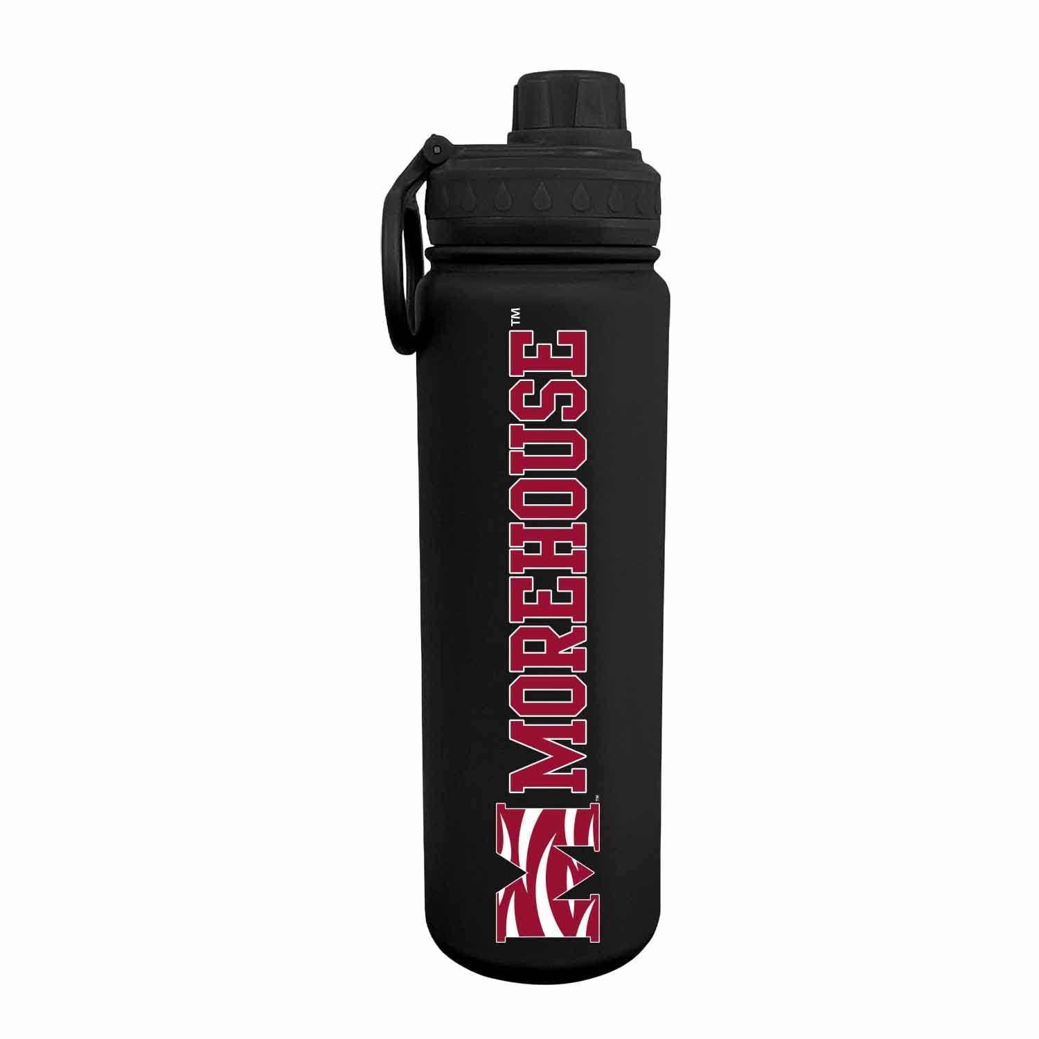 Campus Colors NCAA Stainless Steel Water Bottle - Twist on cap - 24 oz - Carry Clip - Keeps Your Drinks Hot or Cold for Hours (Morehouse College -