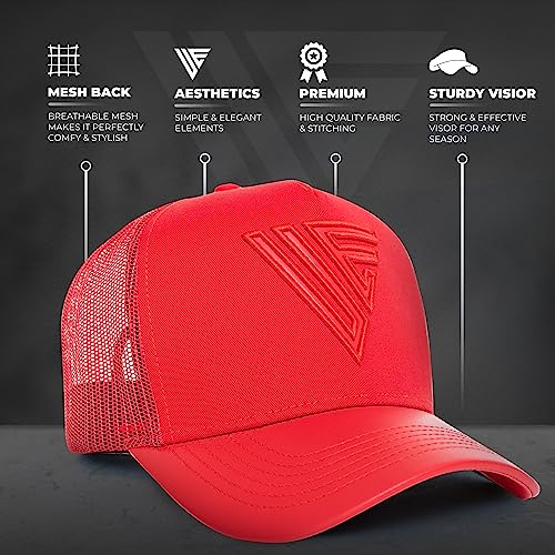 Image of Urban Effort Mesh Back Cap - for Men Baseball Hat 5-Panel Trucker Hat Snapback Closure for Outdoors (Trucker Hat, Red)