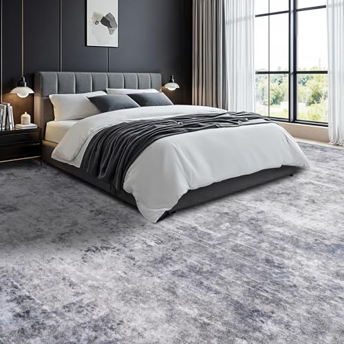 Washable Rug 9x12 Area Rugs for Living Room - Stain Resistant Non-Slip Backing Boho Rug for Bedroom,Durable & Ultra-Thin Vintage Large Area Rug(9x12,Gray/Blue)