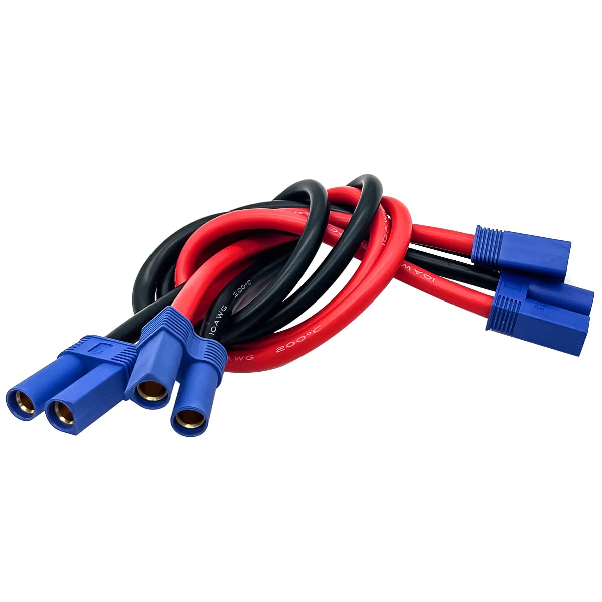 LinsyRC 2 pièces Connecteur Mâle à EC5 Connecteur Femelle EC5 Adaptateur RC Rallonge de Câble 30CM 10AWG pour Chargeur de Batterie d'avion RC