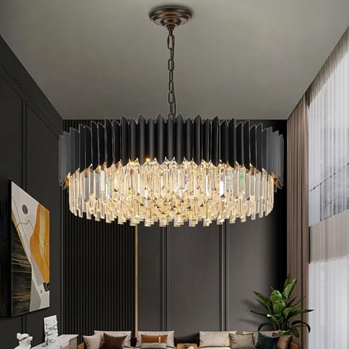 YOLIZUOT Black Crystal Chandelier 30 inch