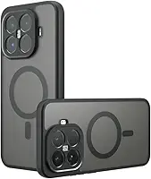 Capa compatível com Xiaomi 15T Pro, compatível com Xiaomi 15T Pro capa de celular magnética antichoque embutida preta