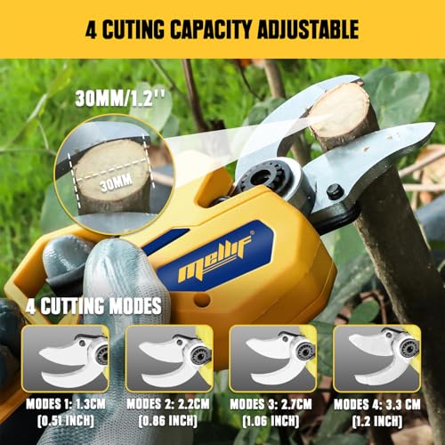 Electric Pruning Shears Compatible with DeWalt 20V Battery (Tool Only), Mellif Upgraded Cordless Tree Pruner w/ 20,000RPM Brushless & 30mm (1.2\") Cutting Diameter SK5 Steel Blade for Gardening