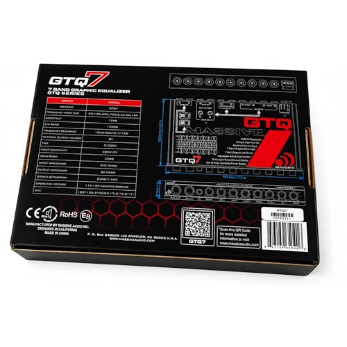 Image of Massive Audio GTQ7 | 7-Band Car Audio Graphic Equalizer - in-Dash 7V Line Driver, Adjustable Subwoofer Crossover, Dual RCA Inputs, High /Low Fader Control for Precision Sound Tuning