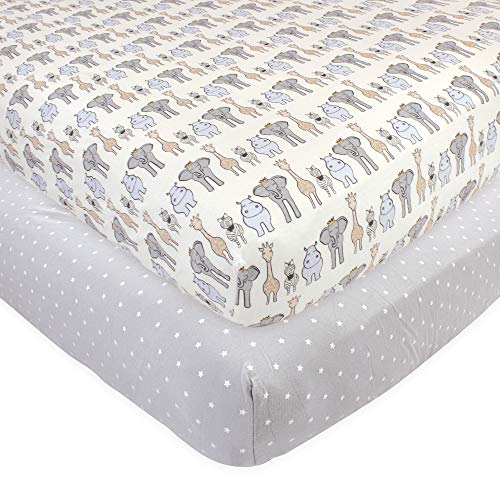 Hudson Baby Unisex Baby Cotton Fitted Crib Sheet, Royal Safari, One Size