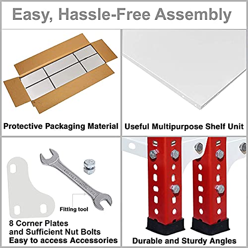 Image of ALIJA️ Slotted Angle Metal Rack (2 x 2 x 1.5 Ft. / 24 x 23 x 18 Inch) with 3 Shelves (Red and Ivory, 20 Gauge Shelves, 14 Gauge Angle)