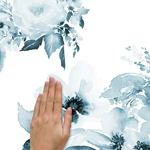 RoomMates RMK4708GM Watercolor Floral Peel and Stick Wall Decals, Blue by RoomMates - Used condition - Image 3