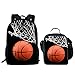 UNICEU Kids Sports Backpack Set 2 Packs, 3D Basketball Print, Large Capacity School Bookbag with Thermal Lunch Bag
