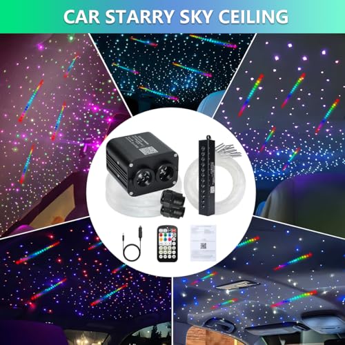 Image of Starlight Headliner Kit,Twinkle + Music Sync Dual Color Fiber Optic Star Ceiling Lights with APP Remote Control, RGBW Shooting Star Lights for Car /Home Ceiling Decor, 900pcs 9.8ft