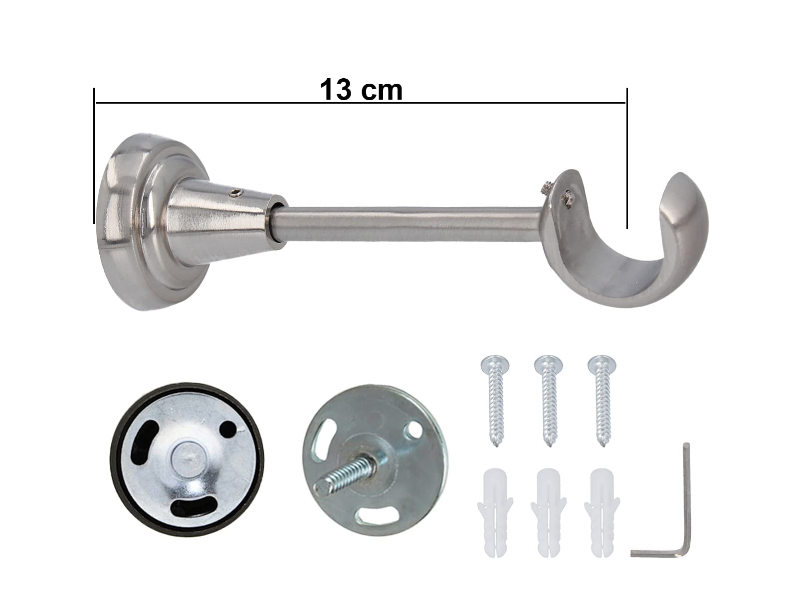 Sento Kit Bastone per Tende in Metallo 25mm Acciaio Inox Montaggio a Muro 120 cm (1x120cm) ALBANA
