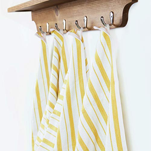 Cotton Craft Oversized Kitchen Towels -4 Pack 100% Cotton Basketweave Tea Dish Towels - Absorbent Reusable Low Lint Quick Dry - Cooking Drying Restaurant Bar Cleaning Cloth Napkin -20X30 Yellow Stripe #TOP5