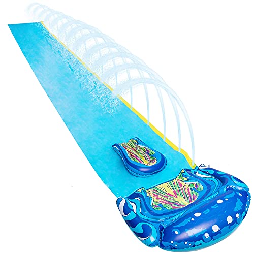 Sloosh Single Lane Slip Slide, Lawn Water Slide for Backyards with 1 Boogie Boards Waterslide with Sprinklers Yard Water Toys for Kids - Thumbnail 7