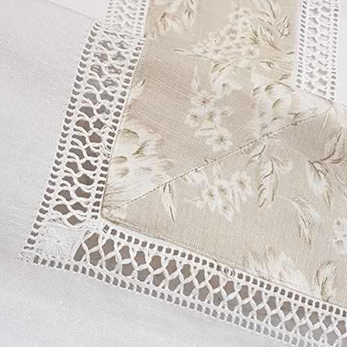 Manifattura Tessile Mantel Bordado Día Mixto Lino Balza Floral Beige - Beige - Rectangular x12 270 Cover