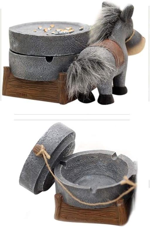 Home Ashtray Animal Ashtray Donkey Figurine with Cover Animal Figures Indoor Ash Tray Desktop Ornament Household ashtrays(B)