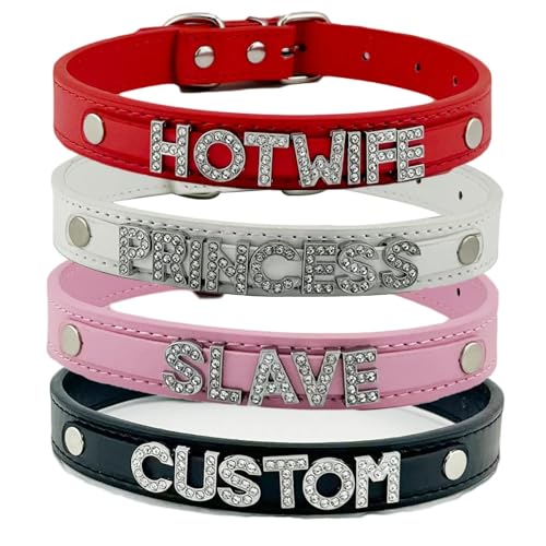 Modische Individuelle Halsband-Halskette – Personalisierte Namens-Pu-Leder-Kragen-Halskette Für Damen Und Herren, Punk-Gothic-Individuelle Luxus-Strass-Initialen-Buchstaben-Halskette Als Geschenk,