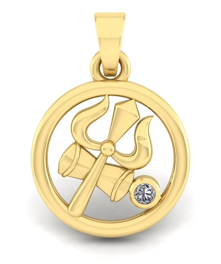 Mahadev Shaiva Trishul, Damru Gold Plated Spritual Pendant Cubic Zirconia For Men And Women-image-10