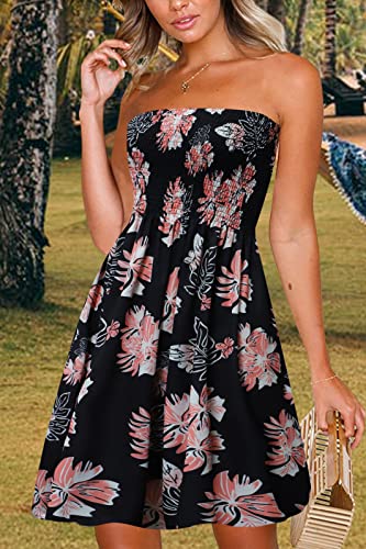 Image of Zyyfly Womens Summer Beach Dresses Strapless Cover Ups Dress Tube Top Sundresses