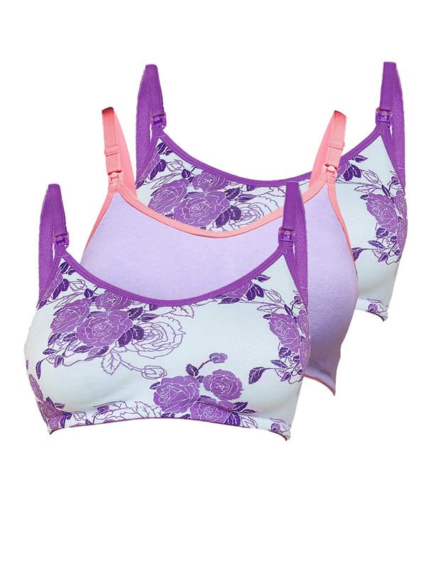 Image of Inner Sense Organic Cotton Bamboo Nursing Bra for Women I Non Padded Feeding Bra with Keyhole Back Design I Wire Free Maternity Innerwear with Full Coverage