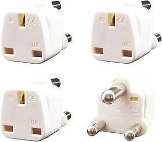 LUKELI 4 Pack UK to South Africa Plug Adapter South Africa Power Adapter 3-Pin UK Travel Adapter for South Africa Namibia Swaziland Lesotho Bhutan Botswana and More (4Pcs White UK to South Africa)