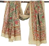 GURU SHOP Leichter Pareo Schal, Sarong, Handbedrucktes Baumwolltuch - Farb Kombination 24, Herren/Damen, 180x110 cm