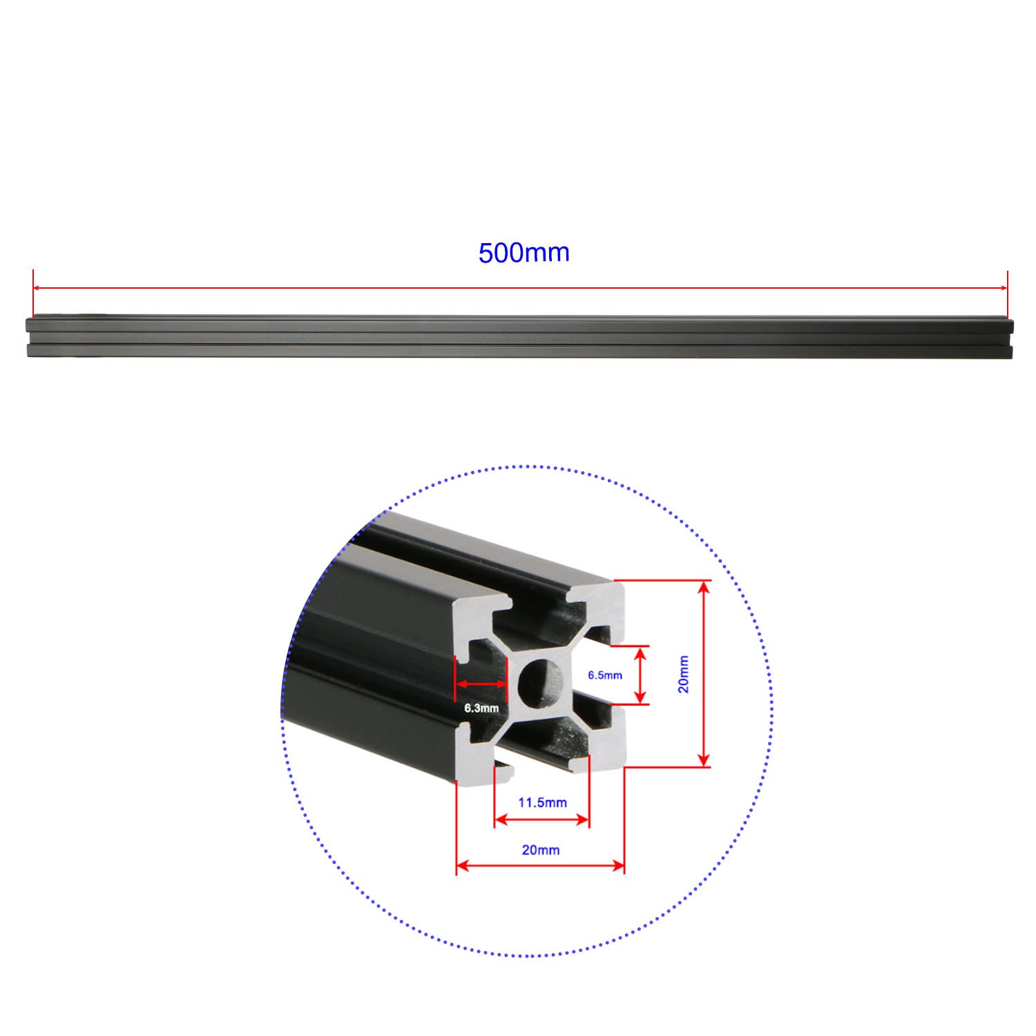 4 Pcs 500mm Aluminum Extrusion V Slot 2020 European Standard Anodized Profile Frame Machine for 3D Printer Parts Linear Rail CNC DIY Equipment - Image 3