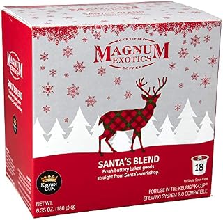 Magnum Exotics Santa's Blend Coffee K-Cups (18-Count) Sweet Buttery Flavor-Fully Roasted From The