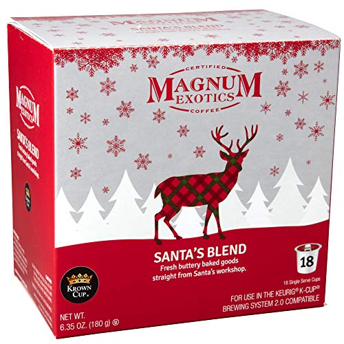Magnum Exotics Santa's Blend Coffee K-Cups (18-Count) Sweet Buttery Flavor-Fully Roasted From The