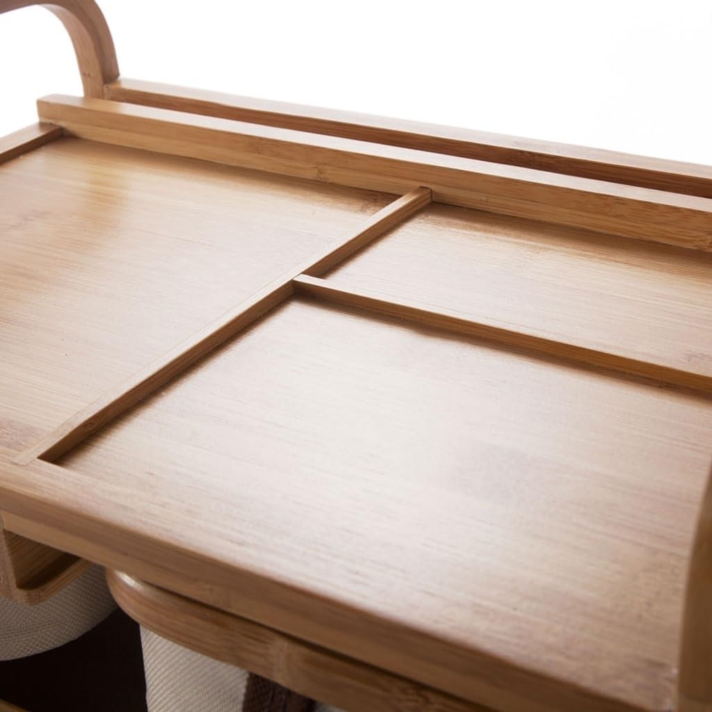 Organisateur de Stockage de Maquillage Support de rangement en bambou for cosmétiques de bureau, boîte de rangement en tissu, coiffeuse, support de rangement multicouche avec tiroirs Organisateur de M