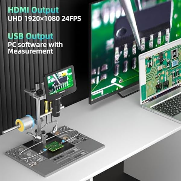 Andonstar AD246S-M Plus 7-дюймовый цифровой микроскоп с интерфейсом HDMI для ремонта электроники 2000 3-кратное увеличение запись видео в формате 2160P UHD паяльная станция с подставками для рук подходит для работы с монетами
