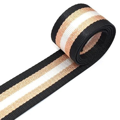 WENYAGUO Polyester Cotton Webbing Strap, 38mm Multicolor Nylon Polyester Webbing 6 Yard for DIY Sewing(Black (A) 1 Yd)