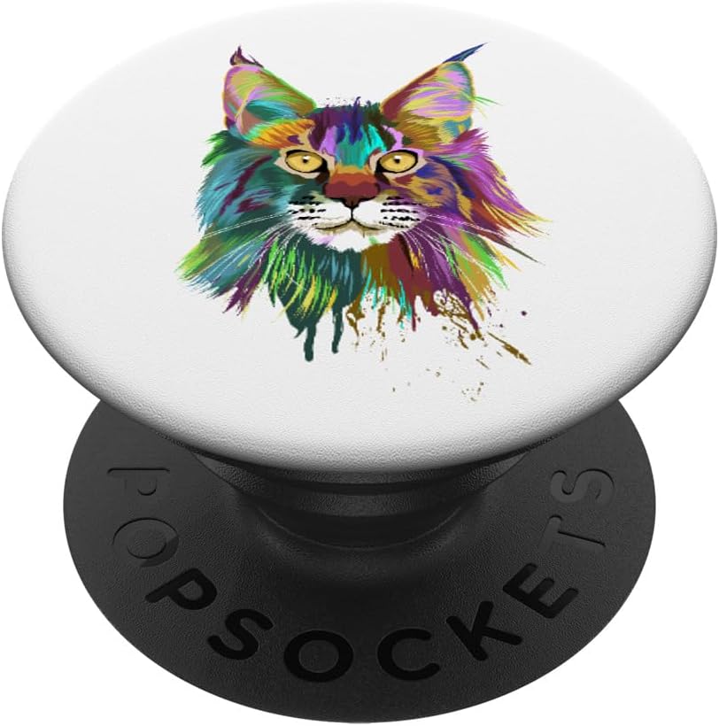 Splash Maine Coon Cat PopSockets Grip and Stand for Phones and Tablets PopSockets MagSafe PopGrip for iPhone
