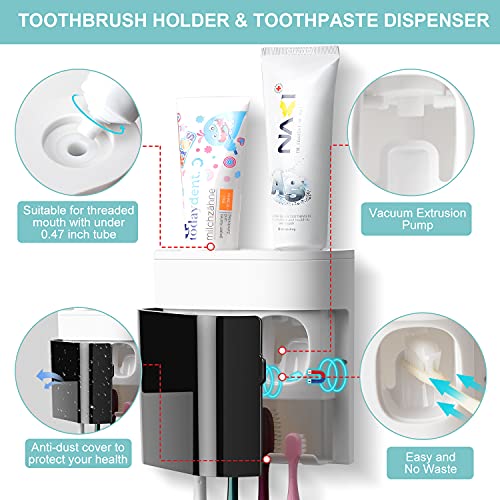 Gfware GF-TH001 Toothbrush Holder Toothpaste Dispenser Wall Mounted Cover Electric Tooth Brush Stand Set thumb #2