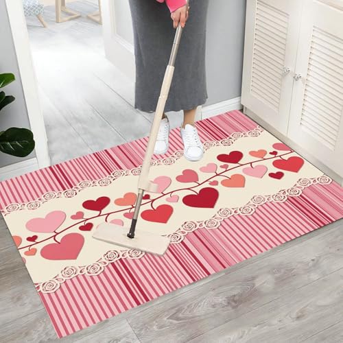 Paillasson forme cœur antidérapant et lavable 80x120 cm rose - 8