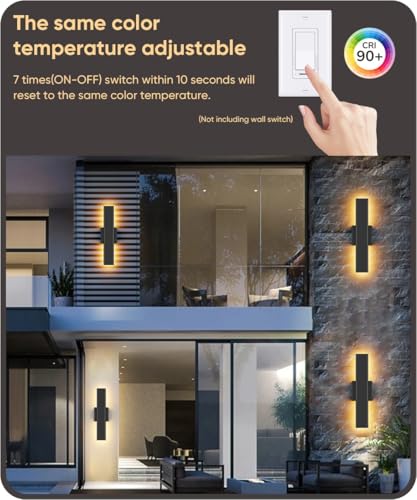 Image of Aipsun 15.7 inch LED Outdoor Wall Sconce, Modern Black Exterior Wall Light